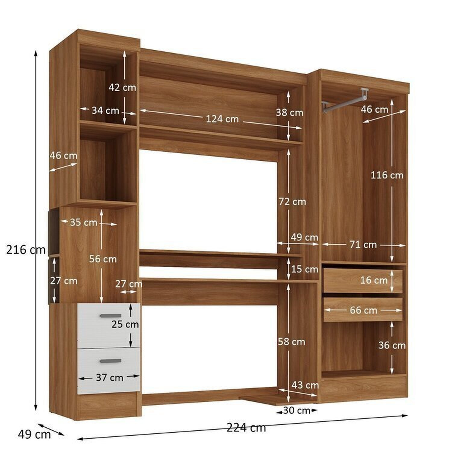 Escrivaninha com Armário 4 Portas e 2 Gavetas Modulado Viena - 4