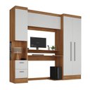 Ver imagem 2 de Conjunto de Escritório Escrivaninha e Armário 2 Gavetas 4 Portas 226,5cm Viena Yescasa Branco/Nogal