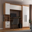 Ver imagem 1 de Escrivaninha Mesa Escritório com Armário 4 Portas e 2 Gavetas Modulado Viena