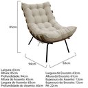 Ver imagem 4 de Kit 02 Poltronas e 02 Puffs Costela Base Fixa Suede - Doce Sonho Móveis - Bege