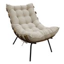 Ver imagem 2 de Kit 02 Poltronas e 02 Puffs Costela Base Fixa Suede - Doce Sonho Móveis - Bege