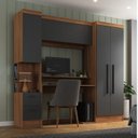 Ver imagem 1 de Escrivaninha Mesa Escritório com Armário 4 Portas e 2 Gavetas Modulado Viena