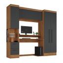 Ver imagem 2 de Escrivaninha Mesa Escritório com Armário 4 Portas e 2 Gavetas Modulado Viena