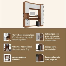 Escrivaninha com Armário 3 Portas 2 Gavetas Modulado Viena - 5