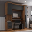 Ver imagem 1 de Escrivaninha Mesa Escritório com Armário 3 Portas 2 Gavetas Modulado Viena