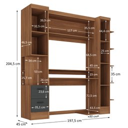 Escrivaninha com Armário 3 Portas 2 Gavetas Modulado Viena - 4