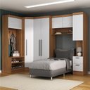 Ver imagem 1 de Conjunto de Guarda-Roupa Modulado Viena 7 Portas 2 Gavetas 5 Peças Yescasa Branco/Nogal
