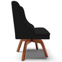 Ver mais imagens de Kit 2 Cadeiras Decorativas Sala de Jantar Base Giratória de Madeira Firenze Linho Preto/Natural G19