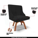 Ver imagem 4 de Kit 2 Cadeiras Decorativas Sala de Jantar Base Giratória de Madeira Firenze Linho Preto/Natural G19