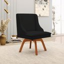 Ver imagem 2 de Kit 2 Cadeiras Decorativas Sala de Jantar Base Giratória de Madeira Firenze Linho Preto/Natural G19