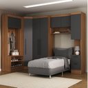Ver imagem 1 de Conjunto de Guarda-Roupa Modulado Viena 7 Portas 2 Gavetas 5 Peças Yescasa Cinza/Nogal/Grafite