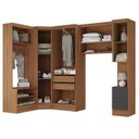 Ver imagem 3 de Conjunto de Guarda-Roupa Modulado Viena 7 Portas 2 Gavetas 5 Peças Yescasa Cinza/Nogal/Grafite