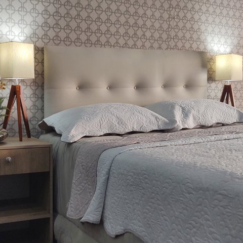 Cabeceira King 195 Cama Box Berlim Botone Bege Corano com Pés Rbl