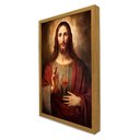 Ver imagem 3 de Quadro Decorativo Jesus Cristo em Moldura Caixa Tacolado Moldura Trad 1cm Madeira Escura com Vidro 3