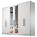 Ver imagem 1 de Guarda Roupa Casal Linea 6 Portas 6 Gavetas Neve com Nicho e Espelho – Novo Horizonte