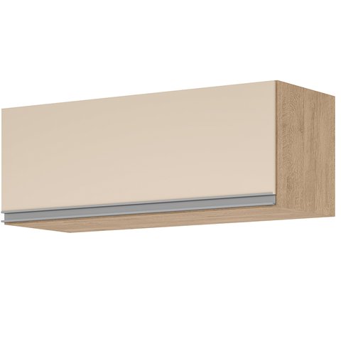 Armario Aereo Basculante para Geladeira Milla Amendoa Off White Puxador Aluminio