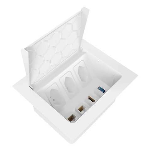 Caixa de Embutir 3 Tomadas 20a 2 Rj45 1 USB 1 HDMI - Branca