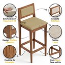 Ver imagem 3 de Kit 02 Banquetas Altas Lenna 99cm em Madeira e Encosto Estofado Linho Palha - Abmaza