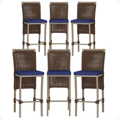 6 Banqueta em Alumínio Roma Fendi Corda Náutica Tecido 10