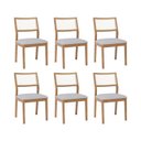 Ver imagem 1 de Kit 6 Cadeiras para Sala de Jantar Estofadas Bella Cinza/Madeira