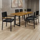 Ver imagem 1 de Conjunto Sala de Jantar Mesa 6 Cadeiras Tampo de MDF Itália Preto