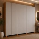 Ver imagem 1 de Guarda-Roupa Casal 100% MDF 6 Portas e 6 Gavetas com Pés 273cm Multimóveis CR35533 Madeirado/Off
