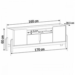 Rack para TV Até 60 Polegadas Lizz 4 Portas Off White/Cedro 011080 - Casa D - 3