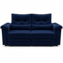 Ver imagem 5 de Sofá Retrátil Reclinável 260cm Dubai Veludo Azul Premium