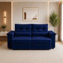 Ver imagem 4 de Sofá Retrátil Reclinável 260cm Dubai Veludo Azul Premium