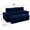 Ver imagem 3 de Sofá Retrátil Reclinável 260cm Dubai Veludo Azul Premium