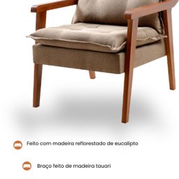 Poltrona Decorativa Pérola Vivaro Decor Linho Bege Dourado - 5