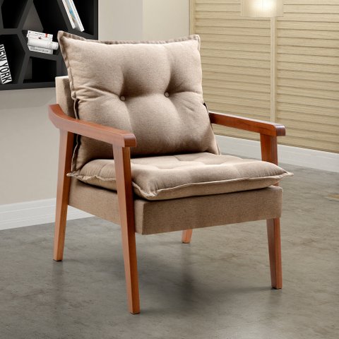 Poltrona Decorativa Pérola Vivaro Decor Linho Bege Dourado