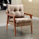 Ver imagem 1 de Poltrona Decorativa Pérola Vivaro Decor Linho Bege Dourado