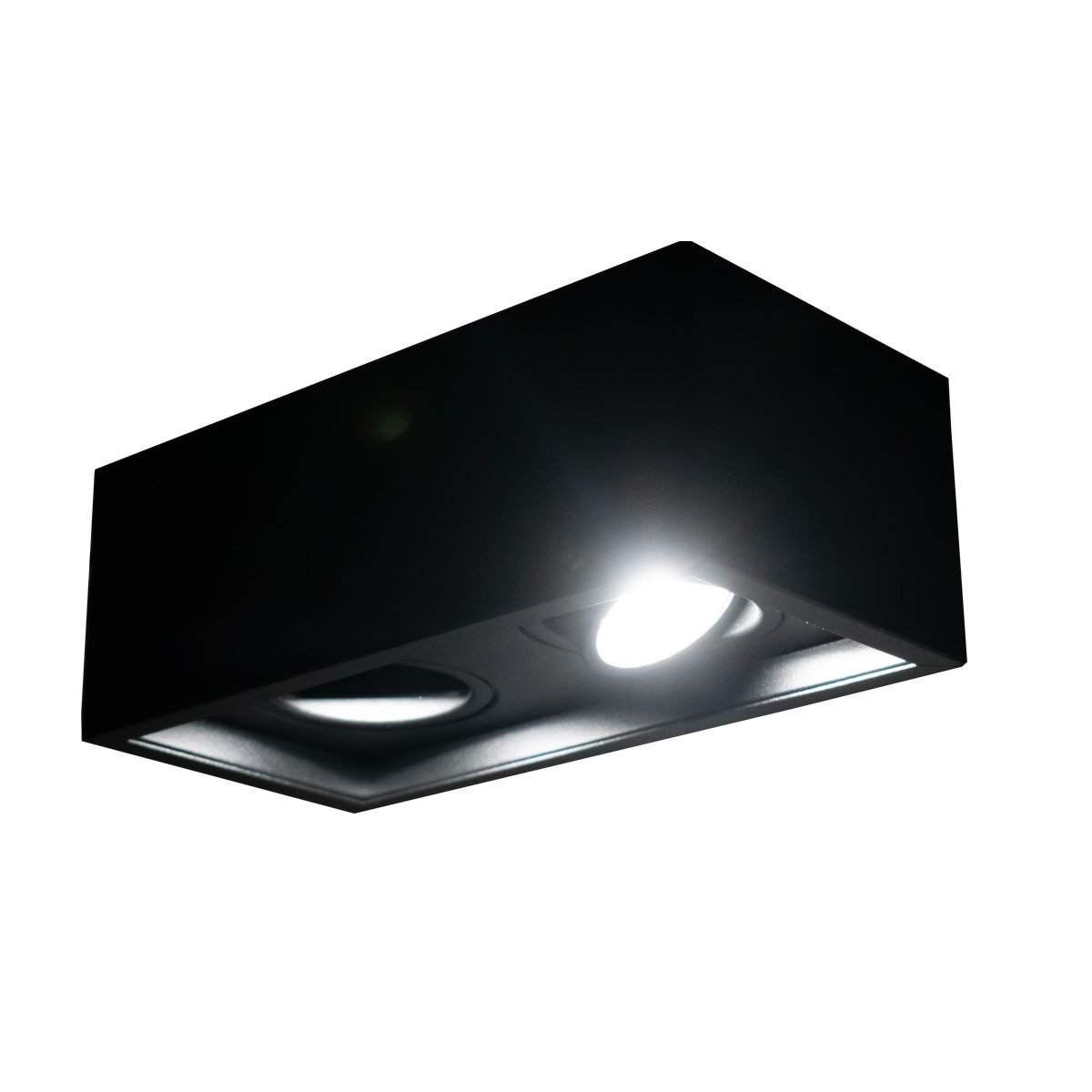 Kit 4 Luminarias Teto Sobrepor Duplo Recuado Alumínio 2 Gu10 - Preto - 6