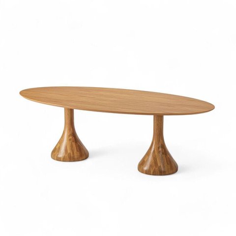 Mesa de Jantar Oval de Madeira Dubai 140cm X 90cm Champagne