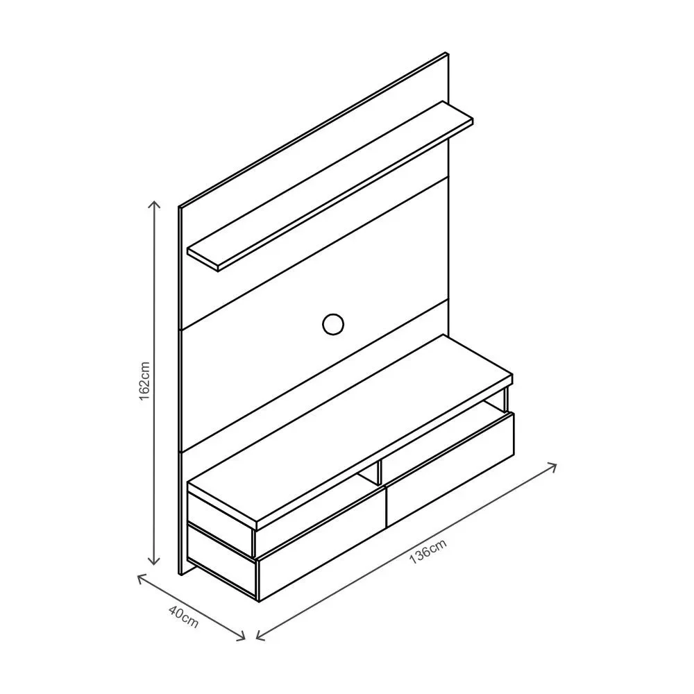Painel TV 55" para Sala Pequena Royal Giga Móveis:OffWhite/Freijó - 3