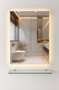 Ver imagem 1 de Espelho Retangular 50x40cm C/ Led Touch + Prateleira