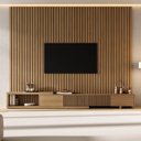 Ver imagem 1 de Rack Extensível Ripado com Painel Ripado para Tv 86 Polegadas 280x230 Aruá CabeCasa MadeiraOriginals