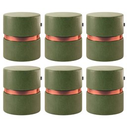 Kit 06 Puffs Bancos Redondo Porto 49x43cm Corano Verde - 1