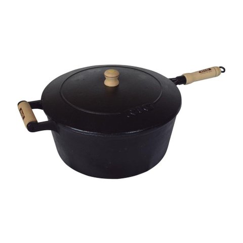 Caçarola de Ferro com Cabo e Tampa de Ferro - 7 Lt