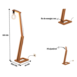 Luminária Abajur Moderna Sala de Chão Estilo Perola Pé Regulável para Quarto e Sala Luxo Cor Nature - 4