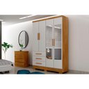 Ver imagem 1 de Guarda Roupa 4 Portas (2 C/ Espelho) e 3 Gavetas C/ Pés Encanto/berlim Cumaru/fendi 25 - Novo