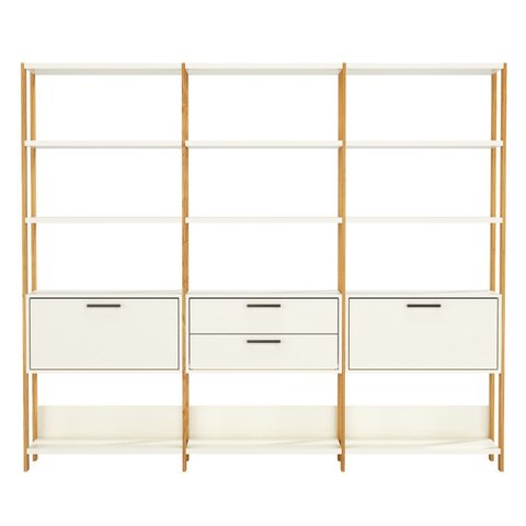 Kit com 3 Estantes Multiuso 2,16m Prateleiras Porta Gavetas 100% Mdf E93 Pradel Móveis