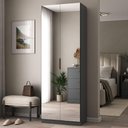 Ver imagem 1 de Sapateira Vertical Moderna 187cm 2 Portas c/ Espelho 100% MDF Cor:Grafitto