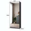 Ver imagem 4 de Sapateira Vertical Moderna 187cm 2 Portas c/ Espelho 100% MDF Cor:Grafitto