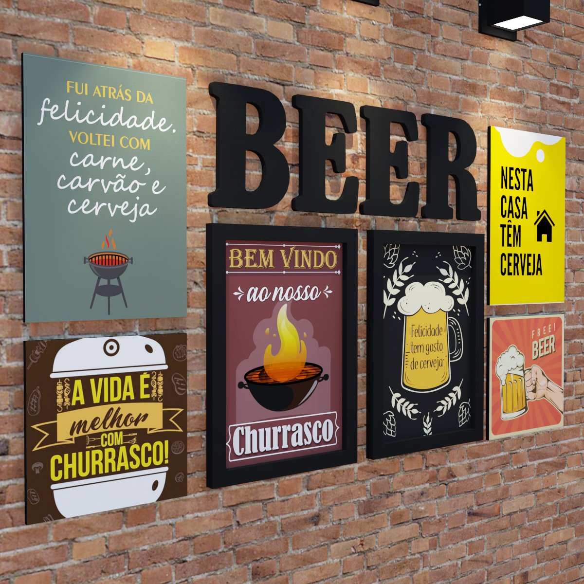 Conjunto Quadros e Letras Área de Lazer - Beer Mdf - 3