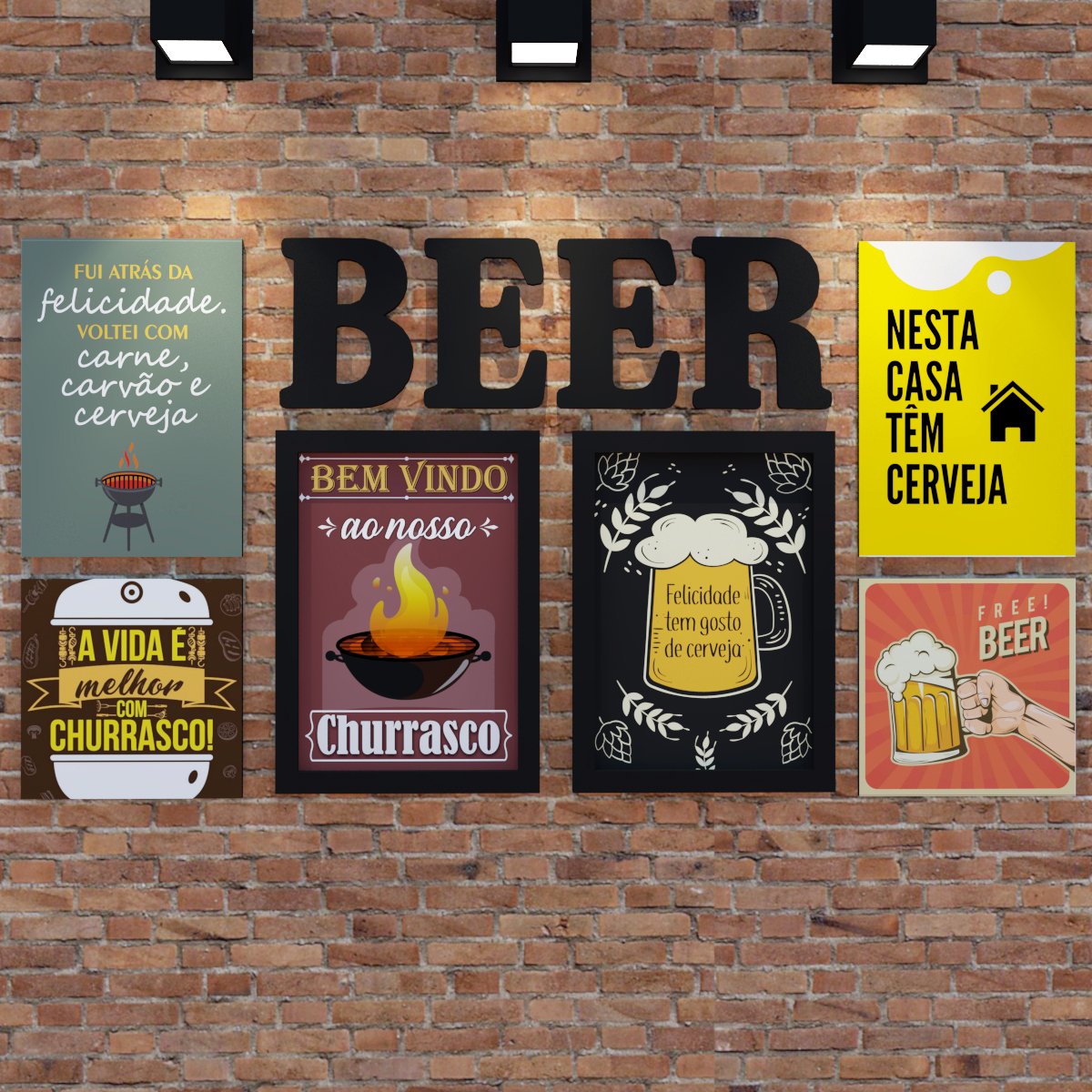 Conjunto Quadros e Letras Área de Lazer - Beer Mdf - 2