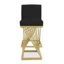 Ver imagem 1 de Banqueta Alta Área Gourmet Cozinha Restaurante Bar Base de Metal Dourado Suede Preto Eli Móveis