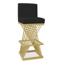 Ver imagem 2 de Banqueta Alta Área Gourmet Cozinha Restaurante Bar Base de Metal Dourado Suede Preto Eli Móveis