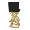 Ver imagem 4 de Banqueta Alta Área Gourmet Cozinha Restaurante Bar Base de Metal Dourado Suede Preto Eli Móveis